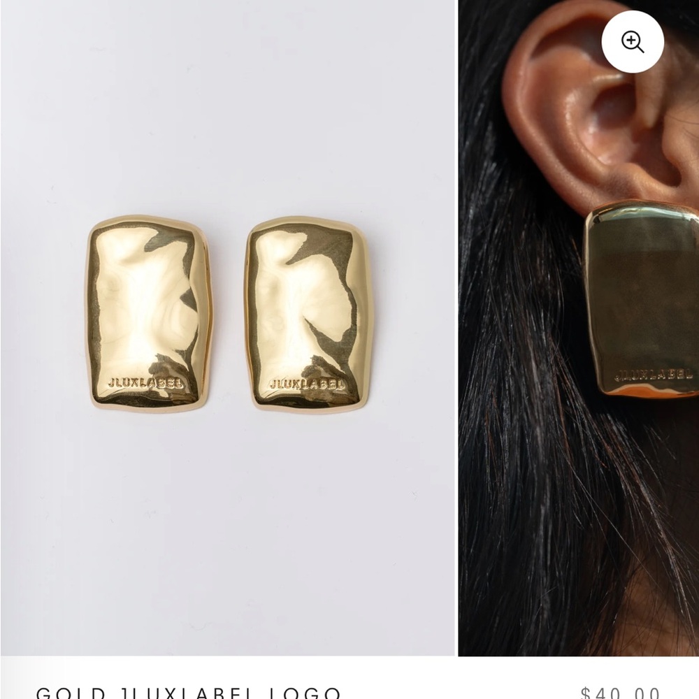 JLUX LABEL logo Earrings Gold NWT